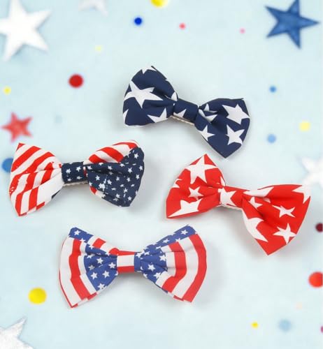 Pinzas para el cabello de 4 de julio con moños rojo, blanco y azul para niñas y mujeres, accesorios patrióticos para el Día de la Independencia miniatura 5