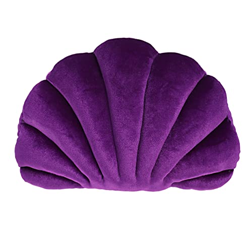 Patty Both Seashell Decorative Pillow Velvet Seashell Throw Pillow, Sea Shell Shaped Throw Pillow Decorative Pillows for Bed Couch Home Office Decor (Dark Purple, Small(12.8 * 10in 0.3kg))
