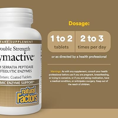 Natural Factors - Zymactive Proteolytic Enzyme Double Strength, Supports a Healthy Inflammatory Response to Help Muscle and Joint Function, Gluten Free, Non-GMO, 30 Enteric Coated Tablets