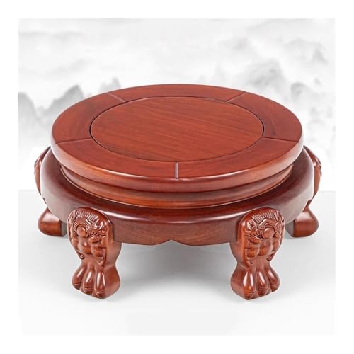 Soporte circular de palisandro para taburete de bonsái y plantas mini 7