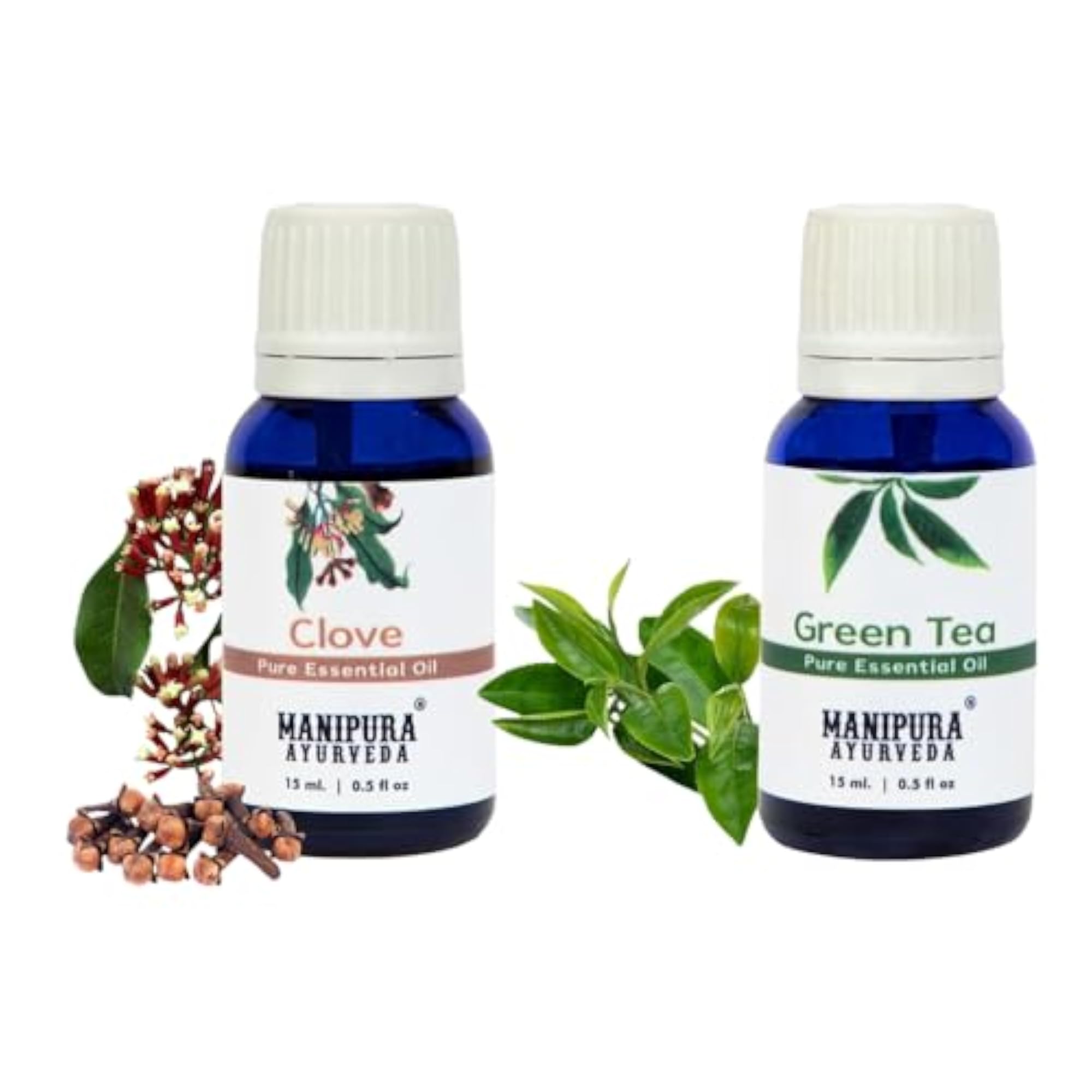 Clove & Green Tea Oil Diffuser Combo Pack, 100% Pure