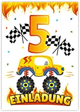 12 Einladungskarten Zum 5. Geburtstag - Baustellen-Motiv Für Jungen