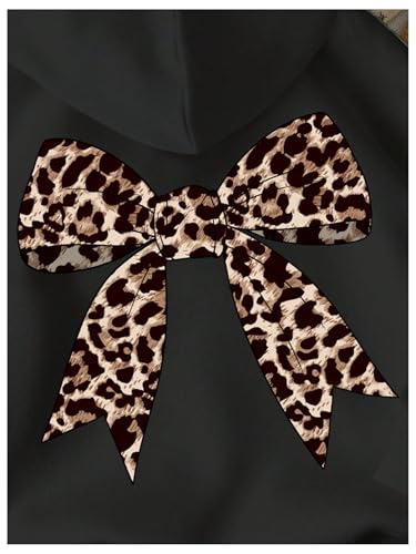 Milumia Girl's Leopard Bow Knot Print Hoodies Long Sleeve Loose Fit Sweatshirt3