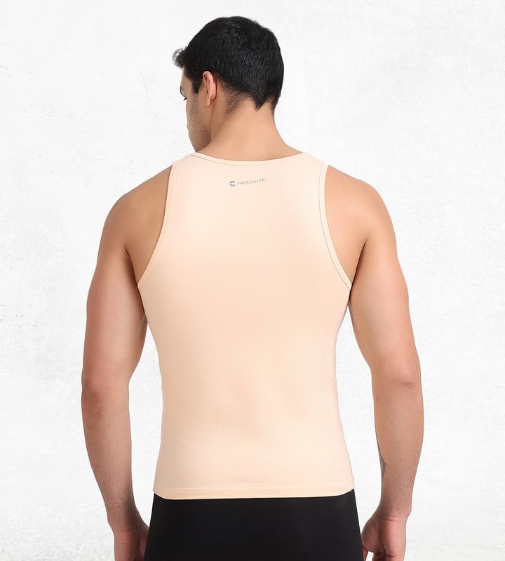 Image of Freecultr Cotton Vest for Men Sleeveless Lightweight Solid Round Neck Comfort Vest | Ultra-Soft Breathable Innerwear Sando for Gym, Sports, Workout, and Everyday Wear | Regular Fit and Durable Design