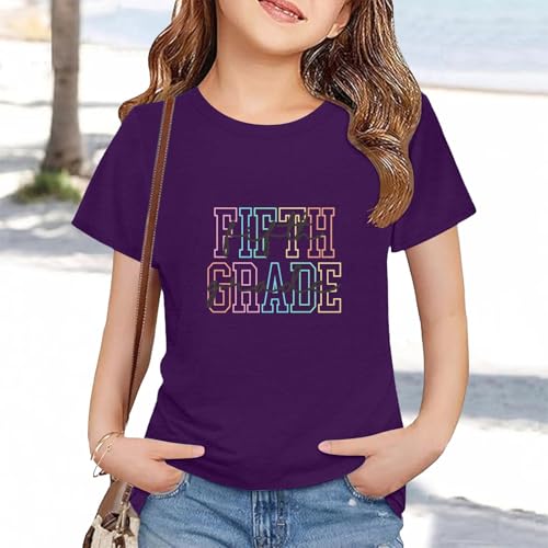 Fifth Grade Shirts for Girls Boys First Day of School Tops Kids Back to School Tshirts Short Sleeve Crewneck Soft4