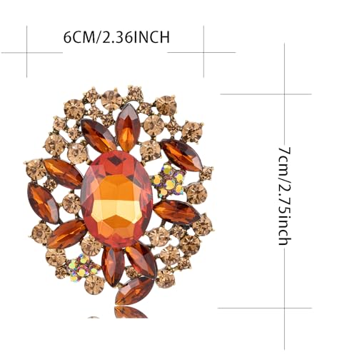 Image of LAXPICOL Vintage Austrian Crystal Elegant Flower Brooch for Women Broach Pin Wedding Jewelry Antique-Gold Tone