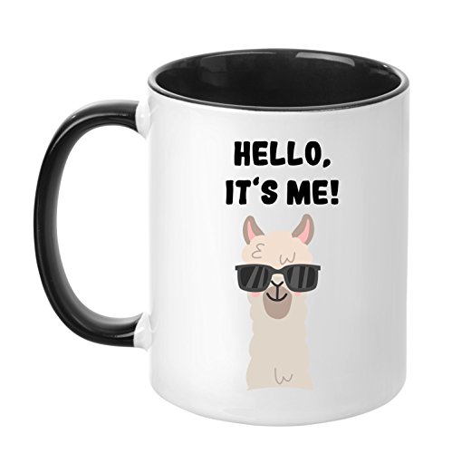 TassenTicker Tasse cadeau « Hello, it's Me » - Qualité supérieure - Pour café, travail, bureau (noir)