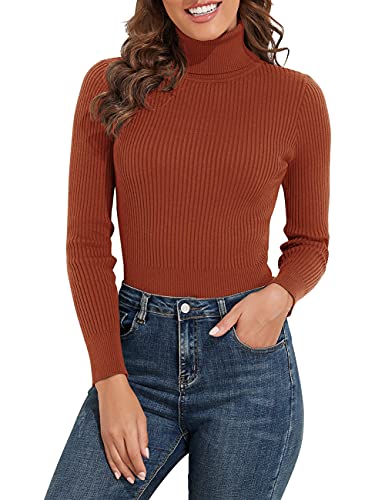 Image of PrettyGuide Women's Ribbed Turtleneck Long Sleeve Sweater Tops