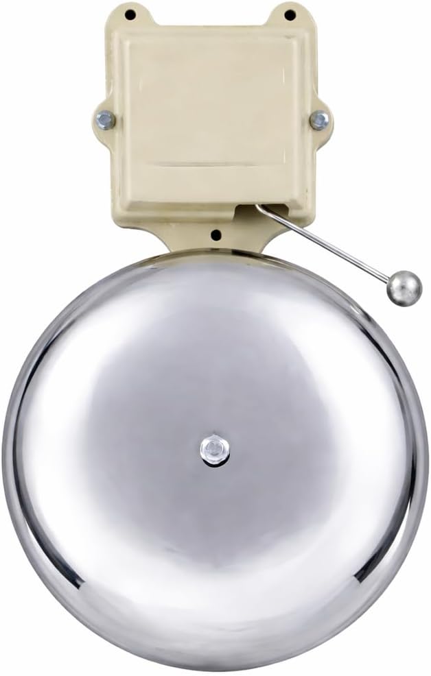 9inch electric school bell/gong bell | Heavy-Duty Electrical Gong Bell - Versatile and Reliable for Schools, Factories, and Warehouses (Silver, Metal)