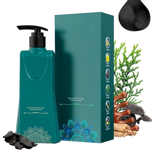 Set De Tinte De Larga Duración Con Fórmula Suave, Colorante Nutritivo De Origen Vegetal, Champú Natural Y Duradero Para Cubrir Canas, Tinte Natural Con Champú (Negro)