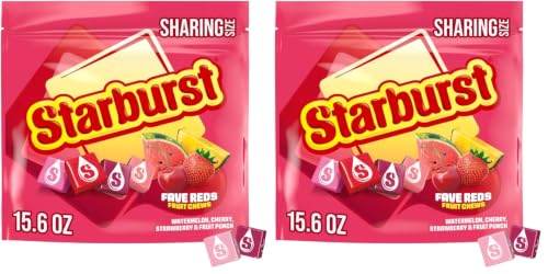 Image of STARBURST FaveREDS Fruit Chews Candy, Chewy Candy, 15.6 oz Sharing Size Bag (Pack of 2)