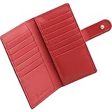 [mieno] カードケース 大容量 メンズ レディース クレジットカード入れ 本革 2つ折り カード14枚収納 (レッド)