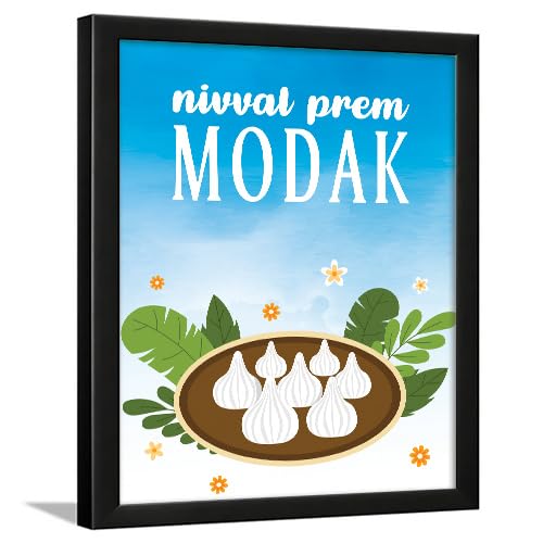 Image of Chaka Chaundh - Modak wall arts poster frame - Sweets Mithai shop and confectionery store wall art framed quotes decor item - Restaurant cafe food Deserts poster frame decoration items - 14 X 11 inches