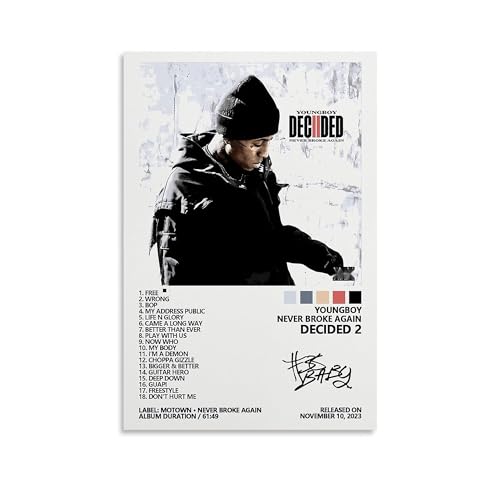 Youngboy Poster Never Broke Again Decided 2 Music Album Cover Posters For Room Aesthetic Canvas Wall Art Bedroom Decor 32x48 inch (Unframed)