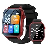 Fall Detection Smart Watch for Seniors Anti-Lost Bracelet for Elderly with SOS Emergency Alert Geo-Fence GPS Tracking HD Video Call Heart Rate Monitor Long Battery Life Red