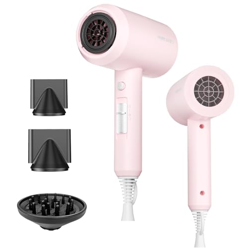 Image of SHRATE Ionic Hair Dryer with Diffuser | Professional Blow Dryer for Curly, Frizzy & All Hair Types | Low Noise & Gentle for Sensitive Hair | Compact & Portable Design for Home, Travel, Women & Men