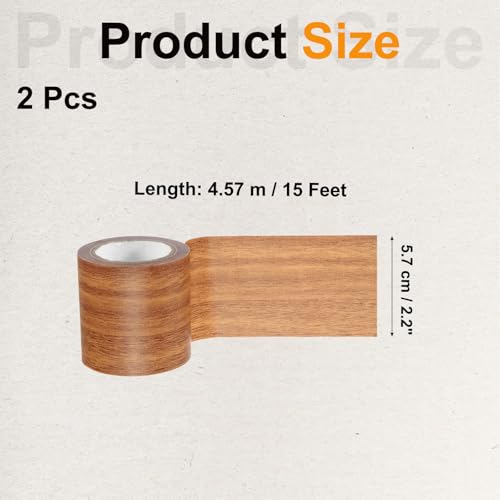 Image of PATIKIL Wood Grain Tape 2.2 inch x 15 Ft, 2 Pcs Self-Adhesive Wood Texture Repair Tape Realistic Wood Effect Contact Paper Patch for Furniture Cabinets Floor Walls Home, Orange Oak