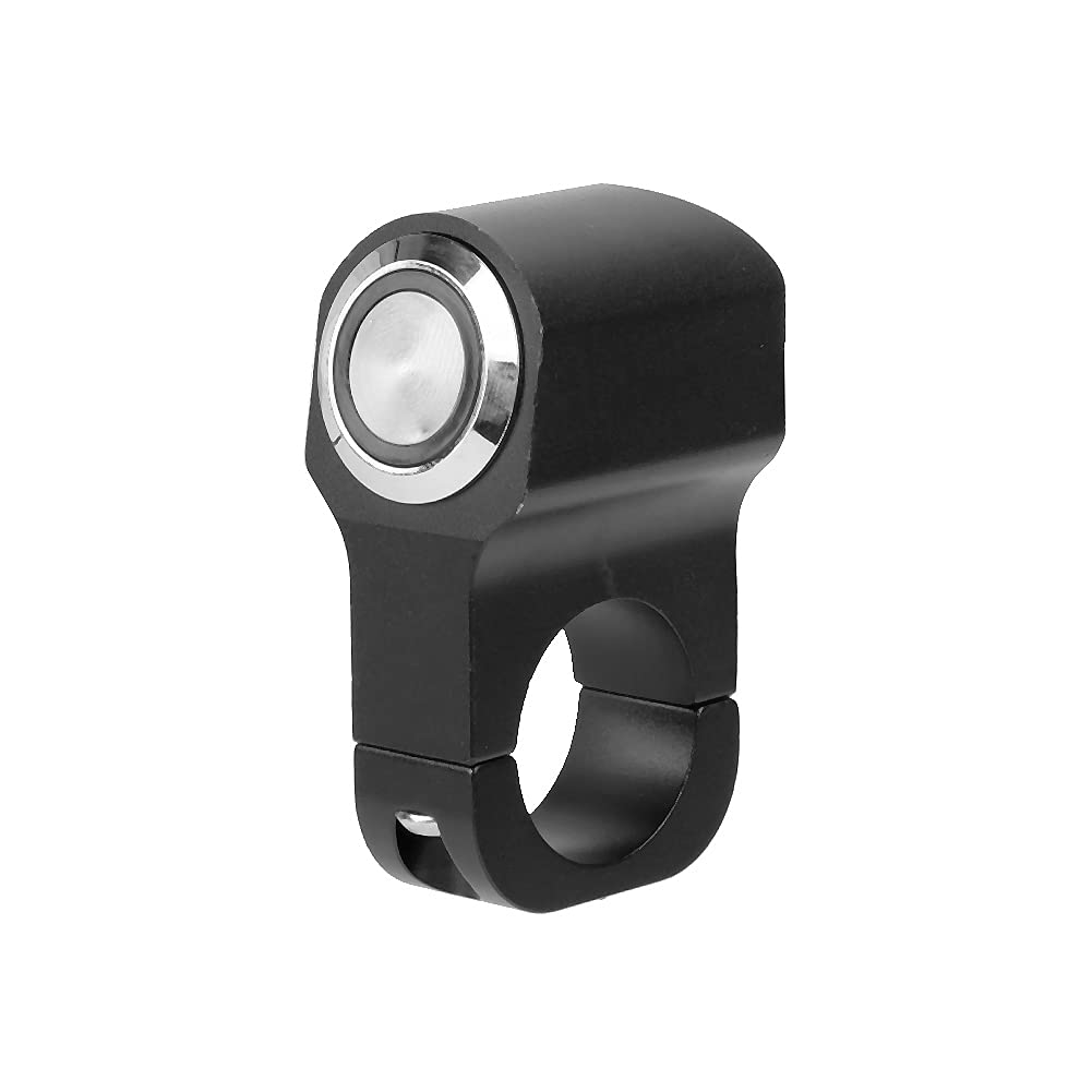 Interruttore impermeabile in acciaio da 22 mm per manubrio di moto e ATV, con spia blu, pulsante a ritorno automatico per faro, luce antinebbia e clacson; adatto a manubri da 0,87