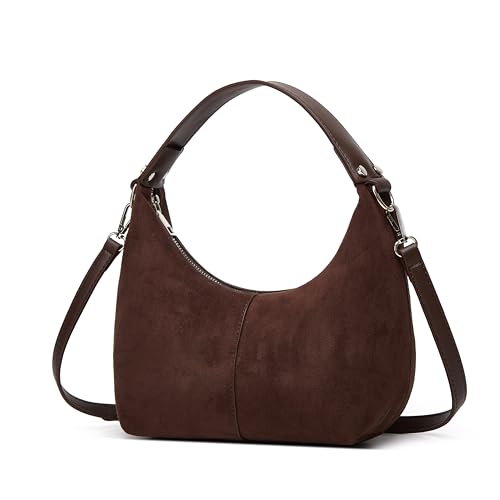 Suede Crescent Tote Bags for Women Vintage Shoulder Bag Brown Suede Handbag Casual Crossbody Bag Travel Work Purse2