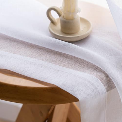 Image of MYSTIC-HOME Sheer Curtains White 95 Inches Long, Window Treatments Rod Pocket Drapes for Living Room, Bedroom, Semi Crinkle Extra Wide Curtains for Yard, Patio, Villa, Parlor, 108 inchx 95 inch, 2 Panels