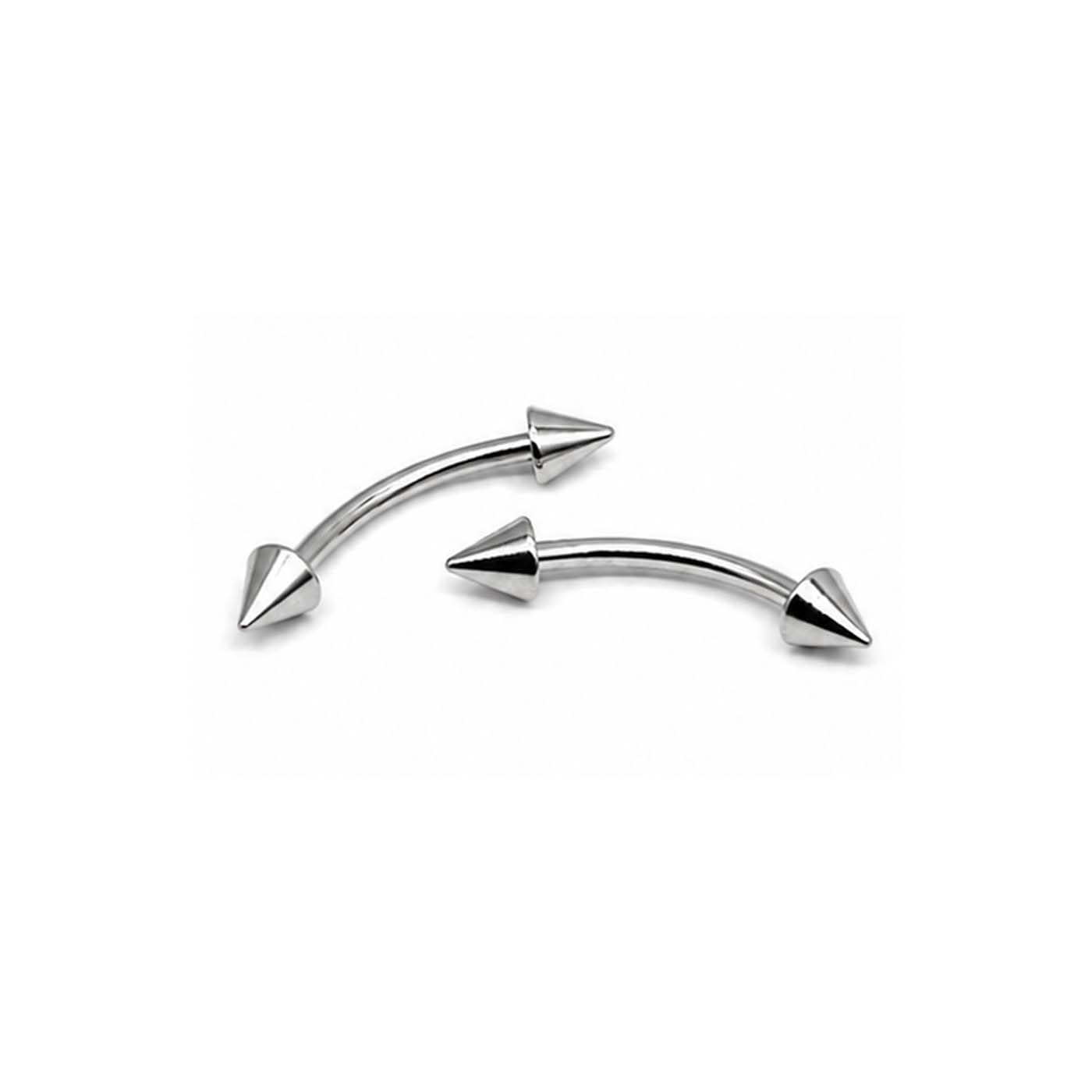 (1 Pair) Unisex Trending Stainless Steel Silver Spike Curved Cone Barbell Stud Nose, Eyebrow, Lip, Belly, Septum, Cartilage, Helix, Daith, Tragus Piercing Earrings Jewelry for Men & Women-image-17