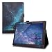 Produktbild kwmobile Hülle kompatibel mit Lenovo Tab 4 10 - Slim Tablet Cover Case Schutzhülle mit Ständer Galaxie Baum Wiese Blau Grau Schwarz