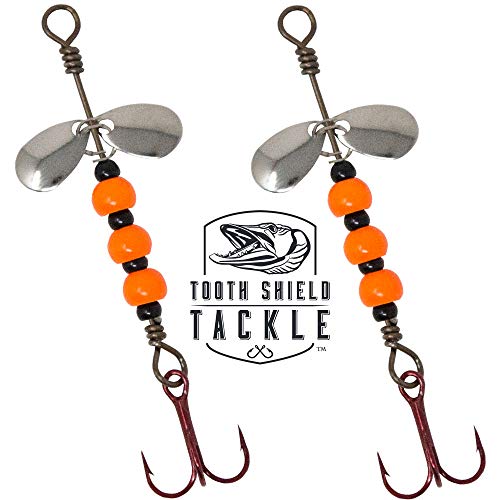 Tooth Shield Tackle Tungsten Ice Fishing Spoons/Jigs (Walleye Chopper/Halloween) 2-Pack Crappie Perch Walleye Spoon Northern Pike #8 Vmc Hook #TOP1