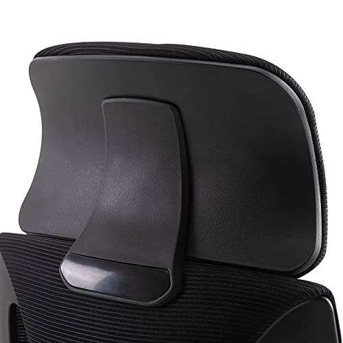 Sedia da Ufficio Ergonomica con Braccioli e Poggiatesta Regolabile, Sedia Scrivania Girevole con Supporto Lombare, Altezza Regolabile e Funzione Dondolo in Tessuto per Studio, Nero - Sedia gaming - Immagine 8
