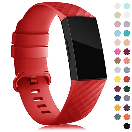 Gogoings Correa Compatible para Fitbit Charge 3/Charge 4 Mujer Hombre, Silicona Sport Pulsera de Recambio Straps Compatible con Charge 3 SE, Pequeño Grande