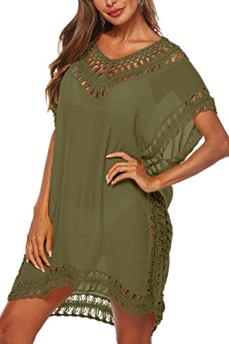 Image of Adisputent Womens Swimsuits Cover Ups Crochet Chiffon Beach Cover Bathing Suit Bikini Wear Coverups Dress