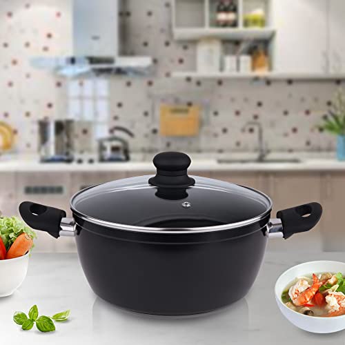 Lake Tian 4 Quart Nonstick Pot With Lid, Stew Pot, Stock Simmering Soup Healthy Duty, Dishwasher Safe, Saucepot, Cooking Double Handle Small Medium Stockpot 4Qt #TOP1