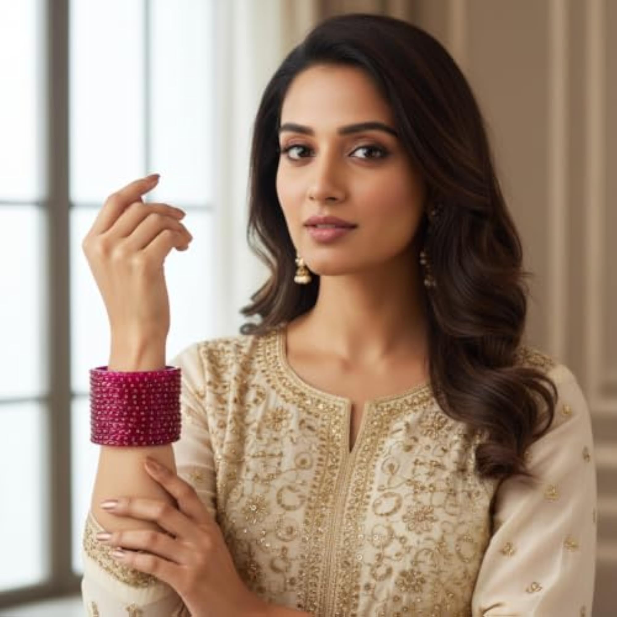Plain & Glossy Raindrop Glass Bangles Set for Women