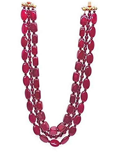 Manbhar Gems Handcrafted 18" Ruby Color Quartz 3 Layer Necklace Made up of Natural Quartz Semi-Precious Gemstone Beads for Women and Girls Fashion Jewellery (B08944ZKVB) Amazon Price History, Amazon Price Tracker