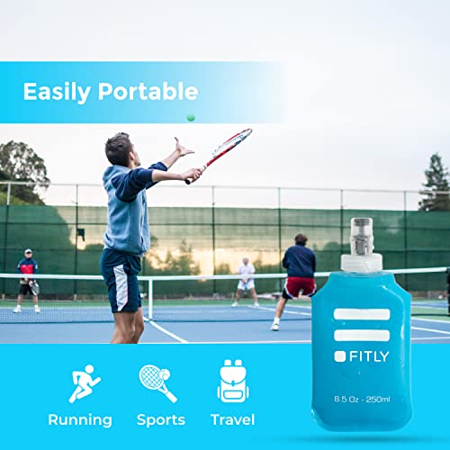 Fitly Soft Flask - 8.5 Oz (250 Ml) - Shrink As You Drink Soft Water Bottle For Hydration Pack - Folding Water Bottle Ideal For Running, Hiking, Cycling, Climbing & Rigorous Activity (Flask250) #TOP5