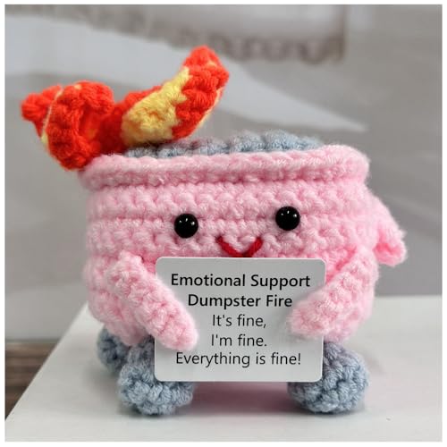 Emotional Support Crochet Dumpster Fire with Positive...