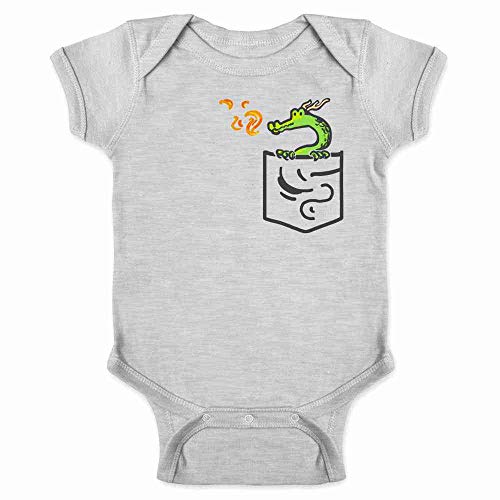 Image of Pop Threads Pocket Pets Dragon Fantasy Cute Faux Pocket Baby Toddler Kids Girl Boy T-Shirt