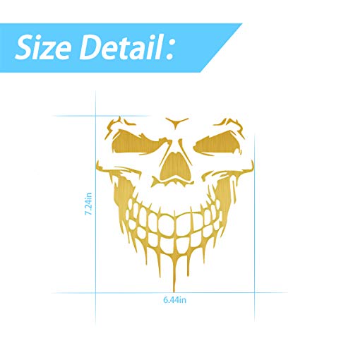 Skull Stickers And Decals For Car Windows Doors, 3D Reflective Waterproof Skull Decals For Cars Trucks (Golden) #TOP2