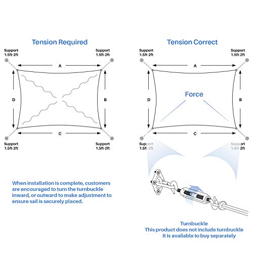 E&K Sunrise 20' X 24' Sun Shade Sail Rectangle Canopy Shade Cover With A Ring Steel Cable Wire Uv Block For Pergola Patio Backyard Garden Deck Outdoor (Blue) #TOP3