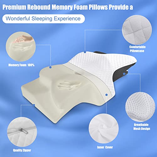 Homca Cervical Pillow Memory Foam Pillow, 2 In 1 Contoured Orthopedic Pillow For Neck And Shoulder Pain Relief, Ergonomic Neck Pillows For Side Back Stomach Sleepers #TOP3