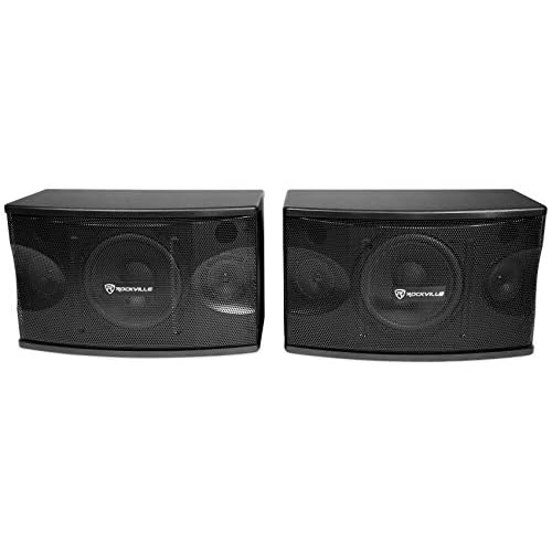 Rockville Pair 8″ 3-Way 800 Watt Karaoke/Pro Speakers+Wall Brackets/MDF (KPS80), Black