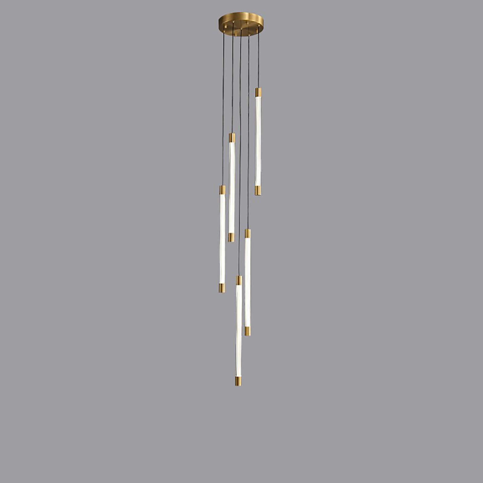 KXEcoLife Gold Minimalist Strip Chandelier - Nordic Stair Long Light Fixture For Living Room Or Staircase