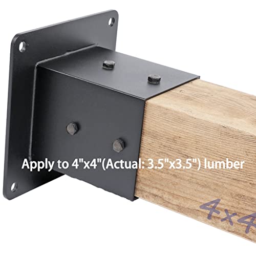 Deck Man 4×4(Actual Size: 3.5×3.5") Stainless Steel Post Flange Base Anchors, Diy Wood Pergola/Gazebo/Deck Railing Kit/Hardware (2 Pack) #TOP3