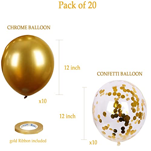 Image of AMFIN Confetti Balloons for Decoration /Confetti Combo Balloons /Birthday Confetti Balloons /Confetti Gold Balloons /Gold Theme Decoration /Party Gold Balloons /Anniversary - Pack of 20