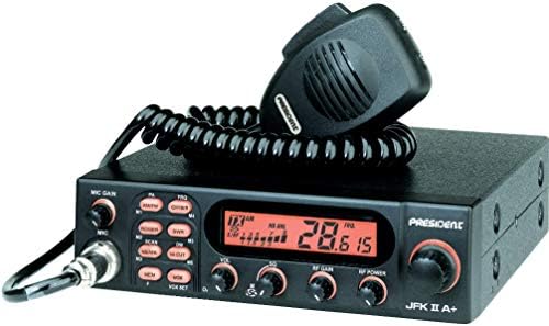 President Electronics JFK II A+ Ham Amateur Radio Transceiver, AM/FM Modulation Modes, Channel Rotary Switch, Volume Adjustment and ON/OFF, Manual squelch and ASC, Multi-functions LCD Display