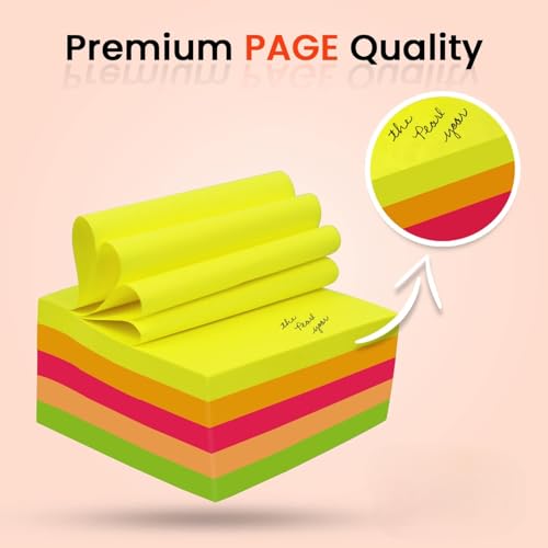 Image of YBN Colorful 400 Sheets Memo Pad Note N Times Post Note Paper Free Stickers Post Sticky Notes Stationary (Multicolor)