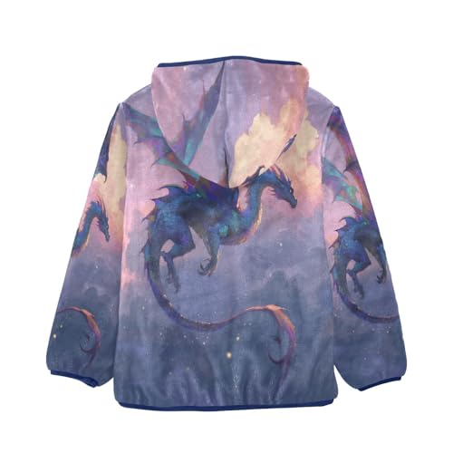 Dragon Soars above Cloudy Skies Toddler Fleece Jacket Girl Boys Hooded Fleece Jacket Coat Warm Outwear Zip-up 3-10T2