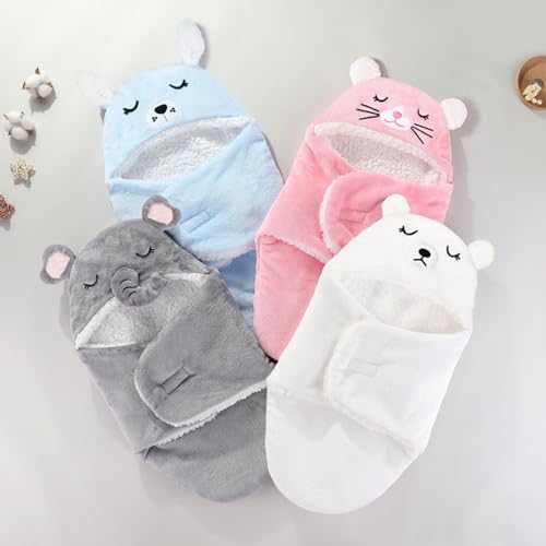 Image of Swaddles for Newborns,Personalized Baby Sleep Sack,Infant Cute Plush Receiving Blanket 0-6 Months for Girl Boy (Pink Cat)
