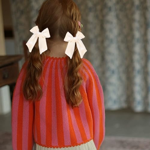 Moños de terciopelo crema con clips de 4 pulgadas, pack x2 miniatura 4