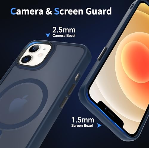 AOMYKE Cover Magnetica per iPhone 12 / iPhone 12 Pro, Custodia iPhone 12 / iPhone 12 Pro Compatibile con MagSafe, Traslucida Opaca Posteriore Sottile PC+TPU Bumper Antiurto Case - Blu