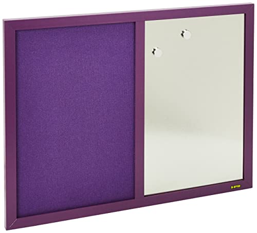 Bi-Office Lavender - Tableau Mixte, d'Affichage en Tissu Violet et Magnétique Argent, 60 x 45 cm, Cadre en MDF Violet